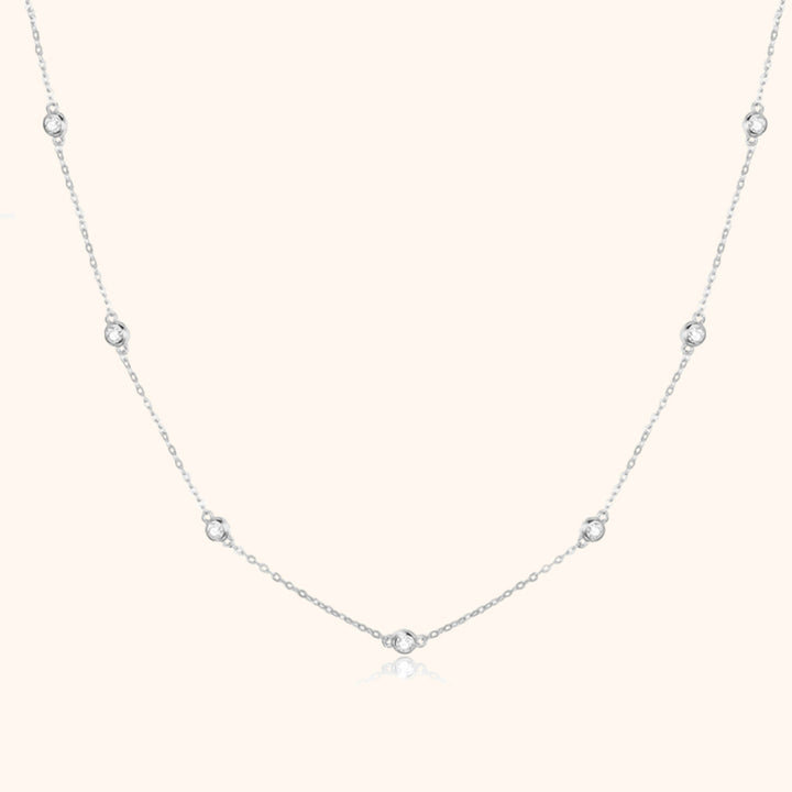 Stylish Zirconia Necklace - Elara-Silver-Nora Luxe