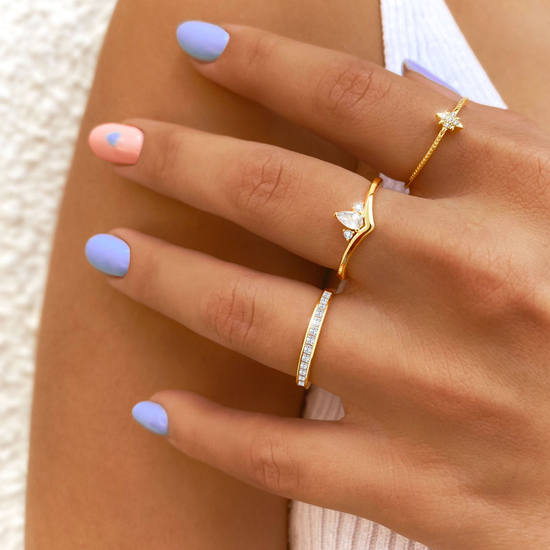 Stylish Zirconia Ring - Amelia-Silver-5-Nora Luxe