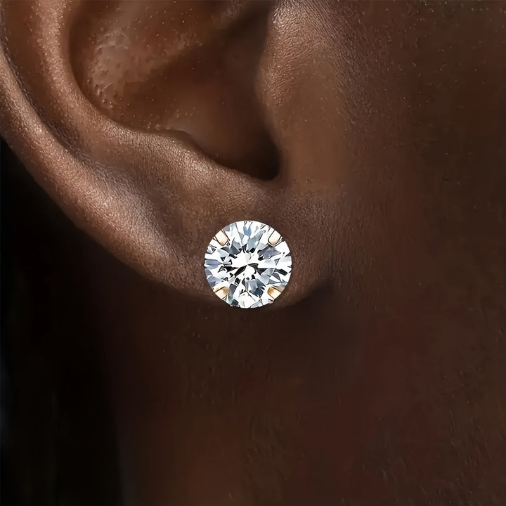 Stylish Zirconia Stud Earrings made of Titanium Steel - Lumen-0.12 IN 1 Pair-Nora Luxe