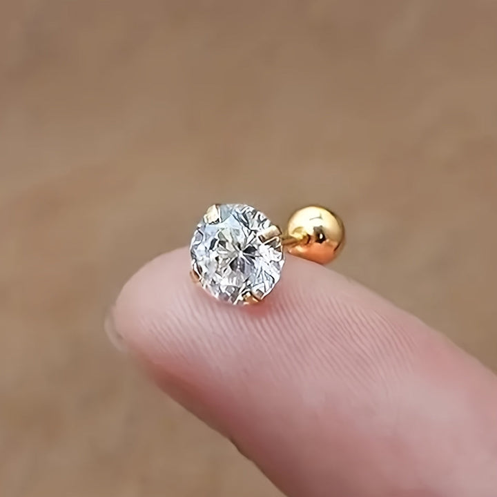Stylish Zirconia Stud Earrings made of Titanium Steel - Lumen-0.12 IN 1 Pair-Nora Luxe