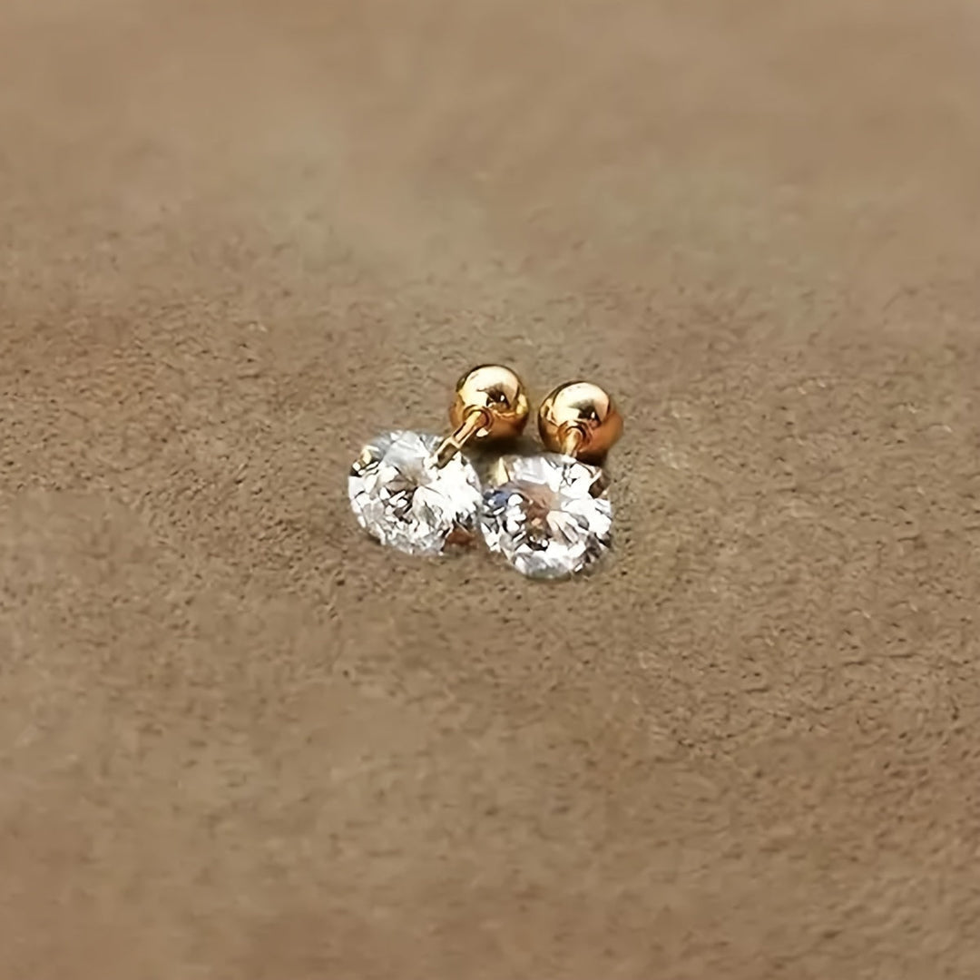 Stylish Zirconia Stud Earrings made of Titanium Steel - Lumen-0.12 IN 1 Pair-Nora Luxe