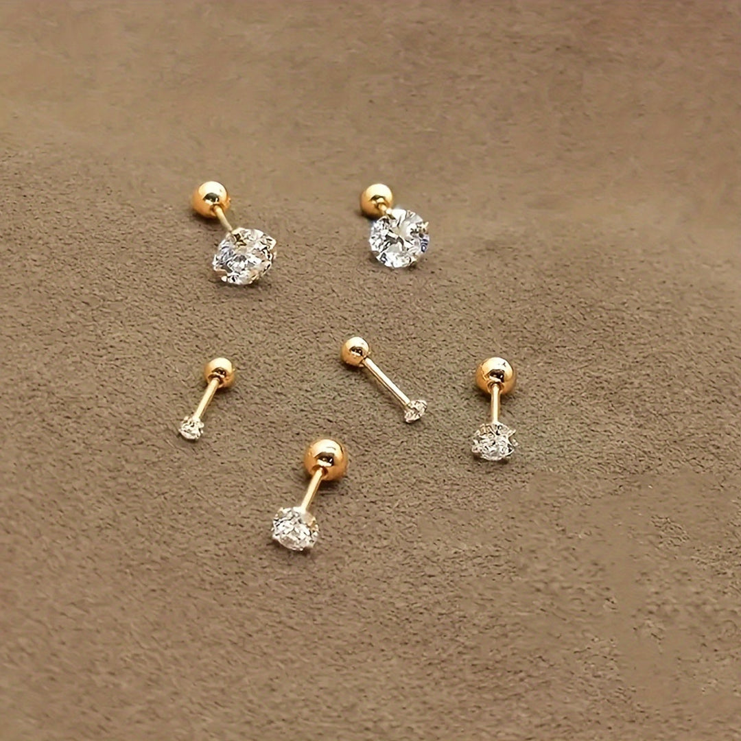 Stylish Zirconia Stud Earrings made of Titanium Steel - Lumen-0.12 IN 1 Pair-Nora Luxe