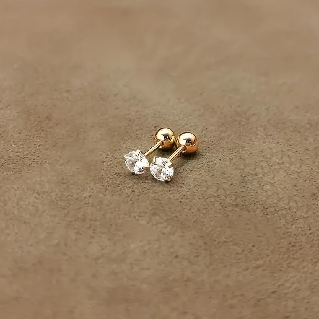Stylish Zirconia Stud Earrings made of Titanium Steel - Lumen-0.16 IN 1 Pair-Nora Luxe