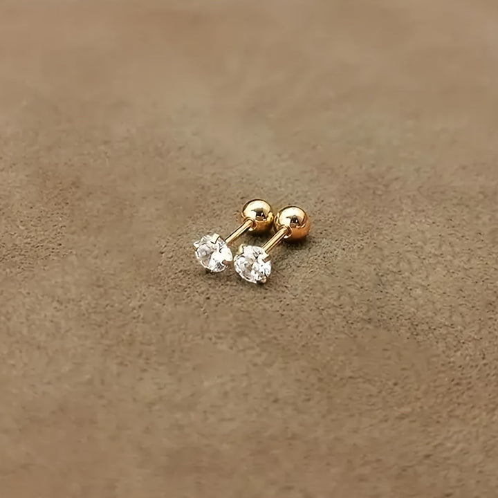Stylish Zirconia Stud Earrings made of Titanium Steel - Lumen-0.16 IN 1 Pair-Nora Luxe
