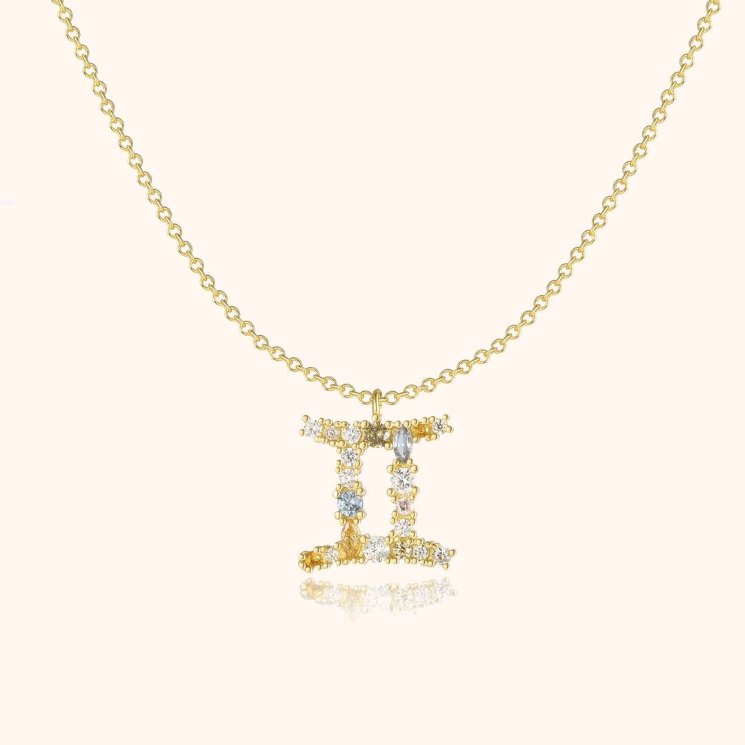 Stylish Zodiac Necklace - Celestia-Gold-Gemini-Nora Luxe