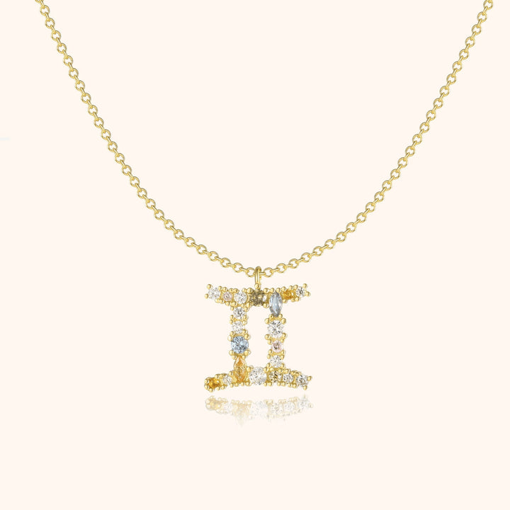 Stylish Zodiac Necklace - Celestia-Gold-Gemini-Nora Luxe