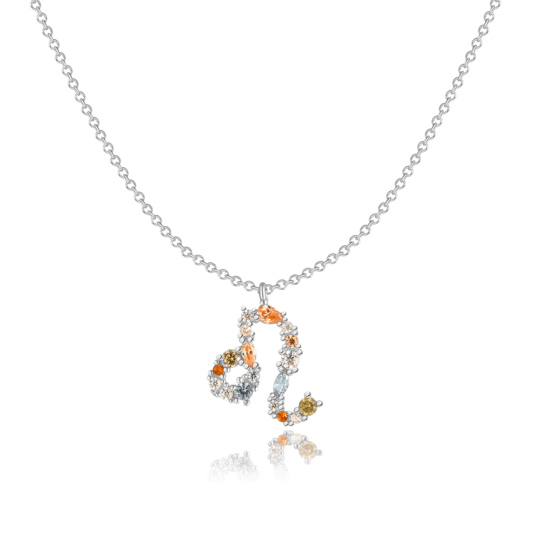 Stylish Zodiac Necklace - Celestia-Silver-Lion-Nora Luxe