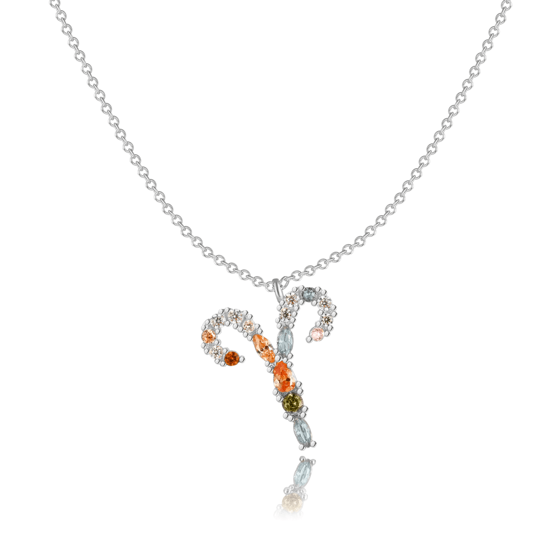 Stylish Zodiac Necklace - Celestia-Silver-Ram-Nora Luxe