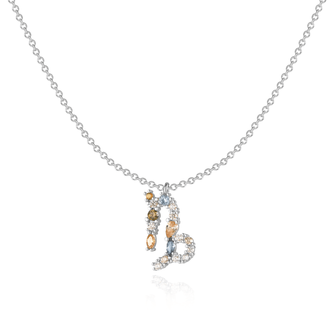 Stylish Zodiac Necklace - Celestia-Silver-Steenbok-Nora Luxe