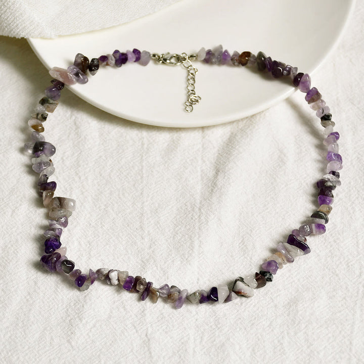 Stylishly Shaped Polished Crystal Necklace - Lina-Amethyst-Nora Luxe