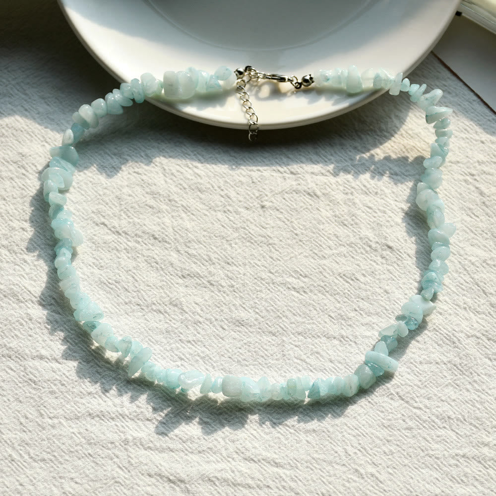 Stylishly Shaped Polished Crystal Necklace - Lina-Aquamarine-Nora Luxe