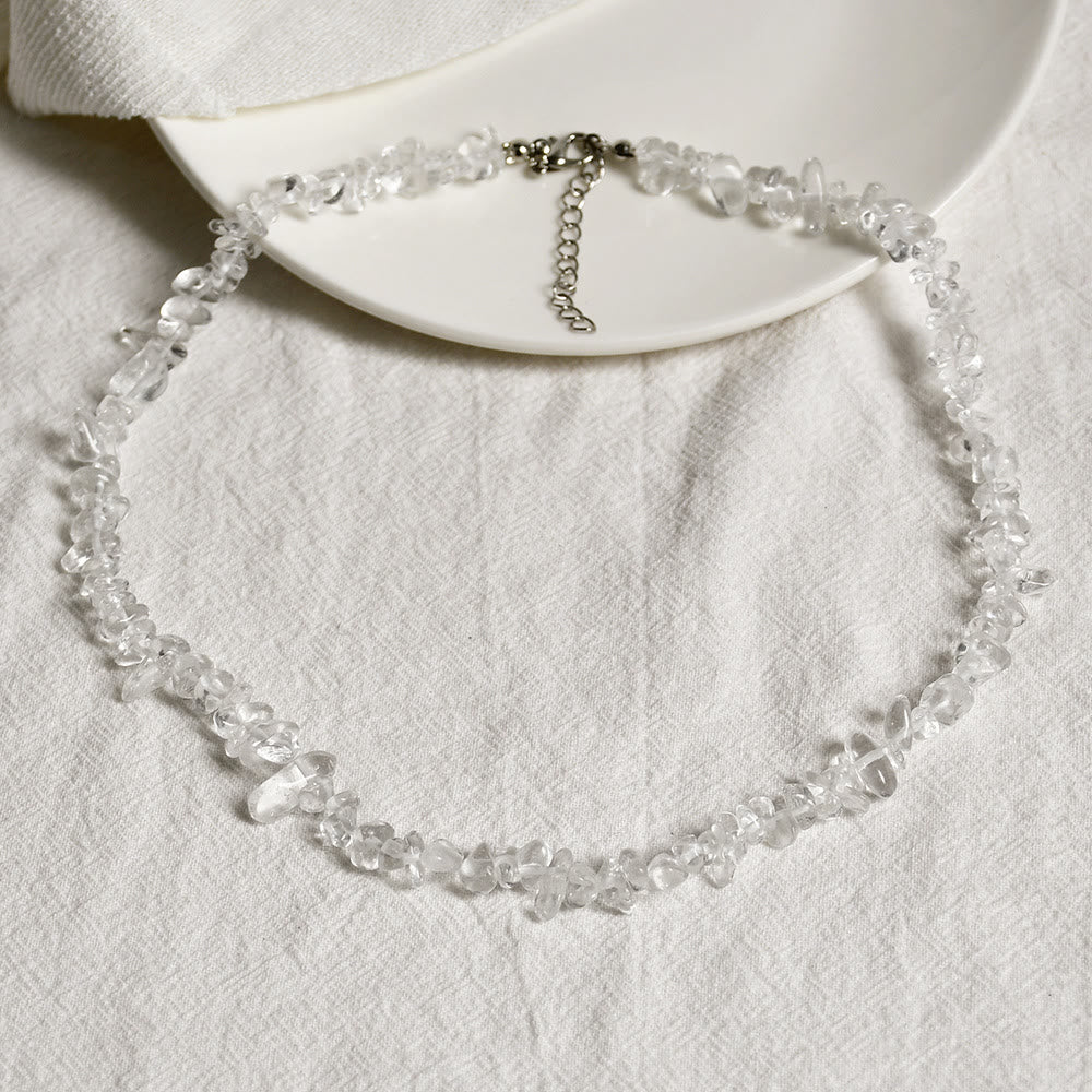 Stylishly Shaped Polished Crystal Necklace - Lina-Clear Crystal-Nora Luxe