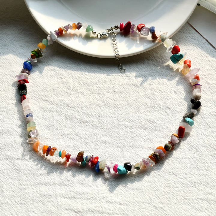 Stylishly Shaped Polished Crystal Necklace - Lina-Colourful Natural Stone-Nora Luxe