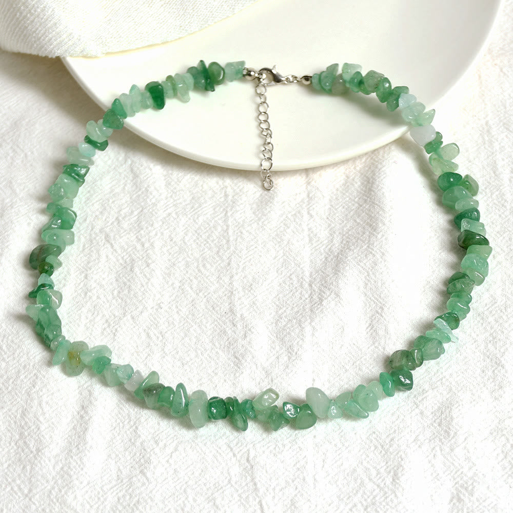 Stylishly Shaped Polished Crystal Necklace - Lina-Green Aventurine-Nora Luxe