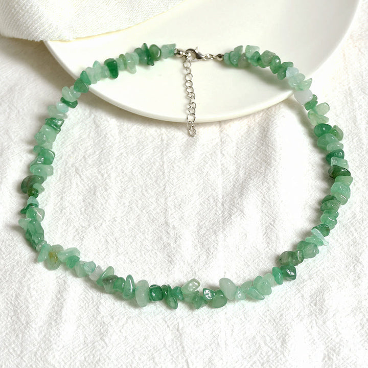 Stylishly Shaped Polished Crystal Necklace - Lina-Green Aventurine-Nora Luxe