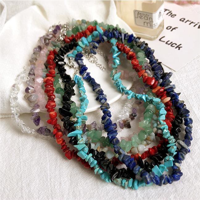 Stylishly Shaped Polished Crystal Necklace - Lina-Green Aventurine-Nora Luxe