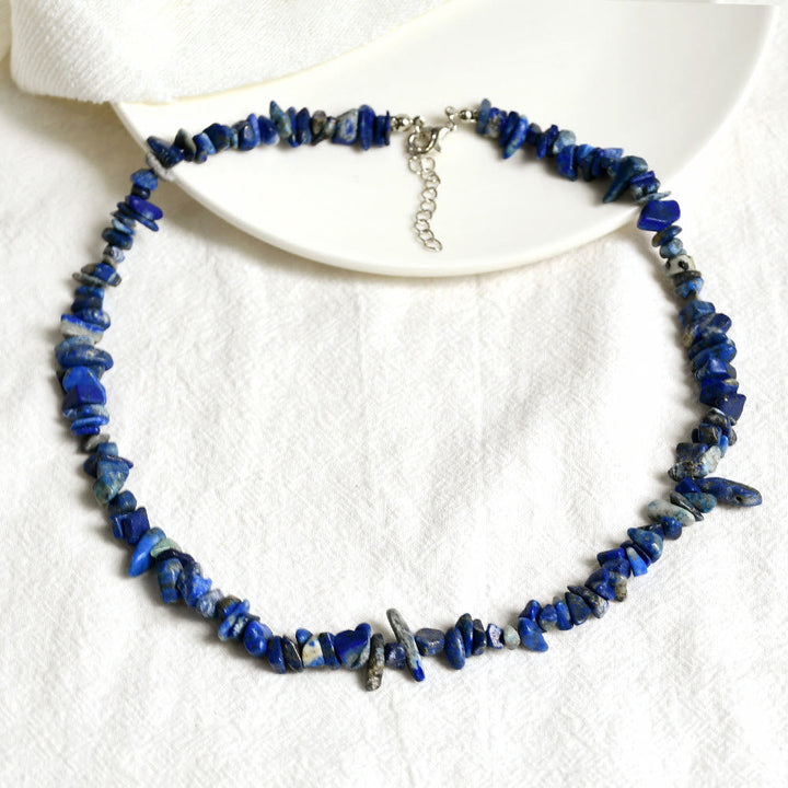 Stylishly Shaped Polished Crystal Necklace - Lina-Lapis Lazuli-Nora Luxe