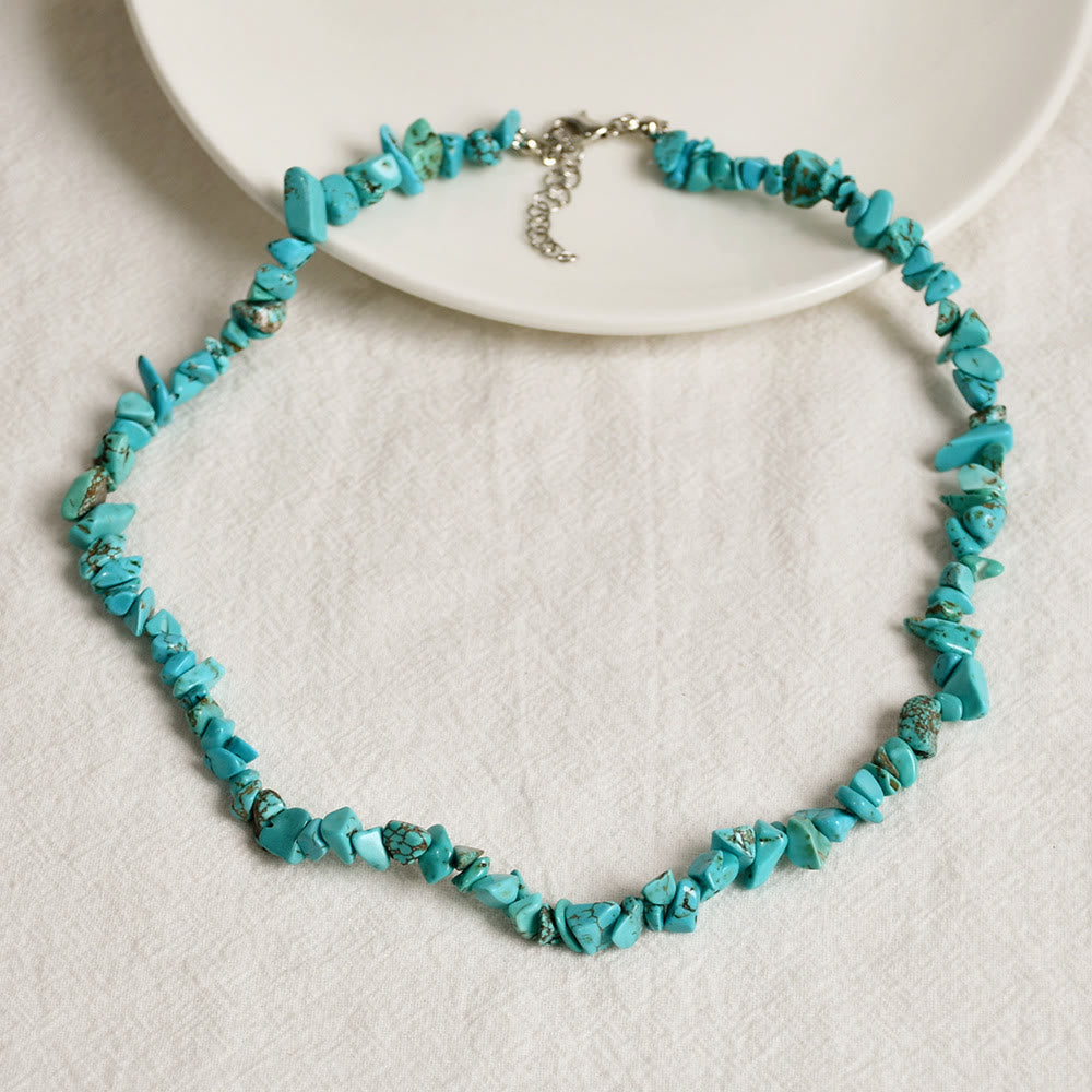 Stylishly Shaped Polished Crystal Necklace - Lina-Turquoise-Nora Luxe
