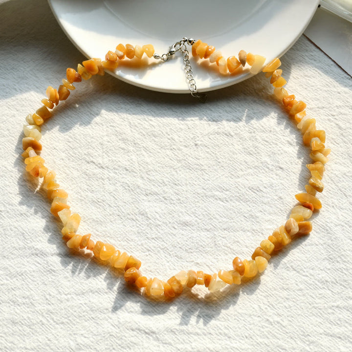 Stylishly Shaped Polished Crystal Necklace - Lina-Yellow Jade-Nora Luxe
