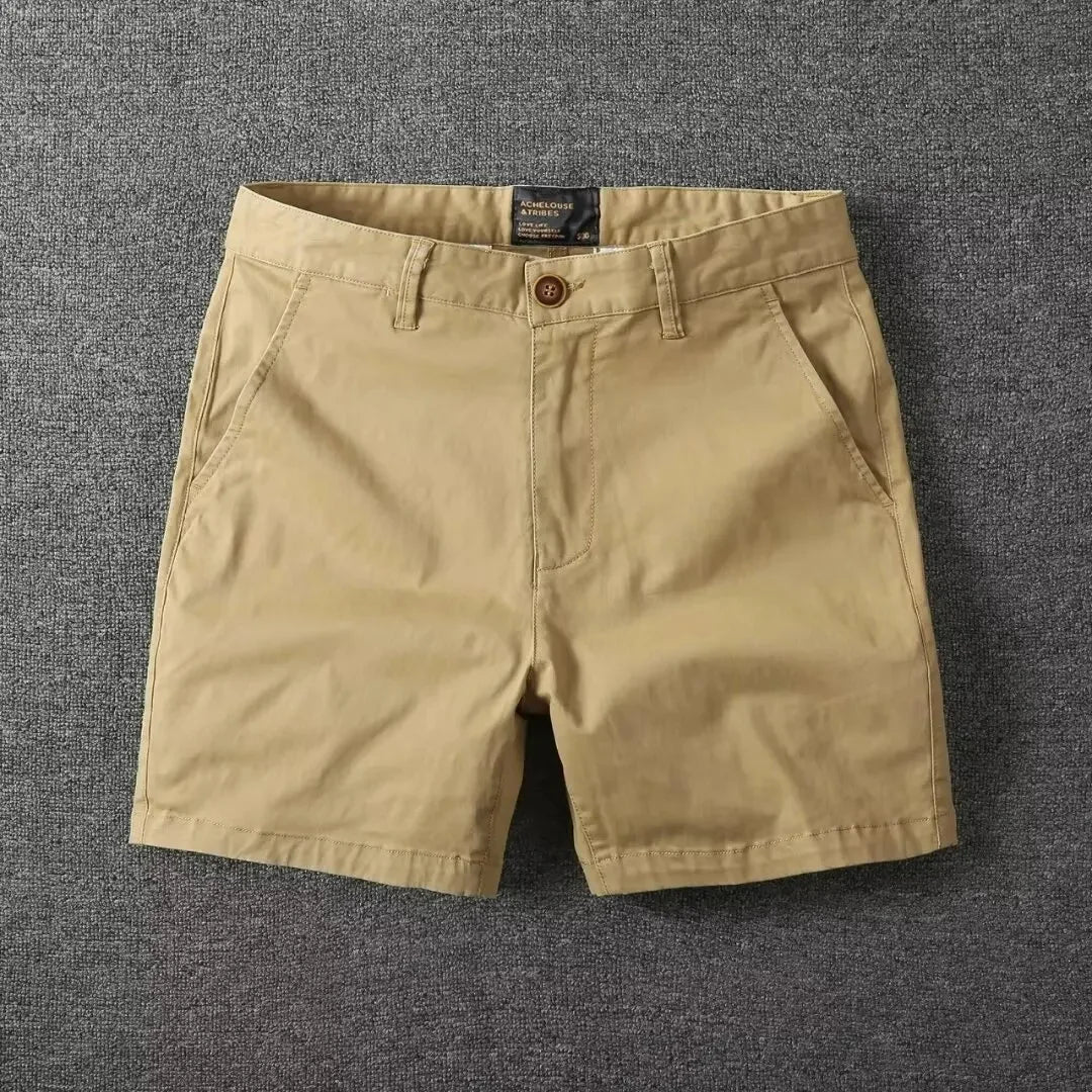 Summer chino shorts with a comfort fit – Matteo-Khaki-28-Nora Luxe