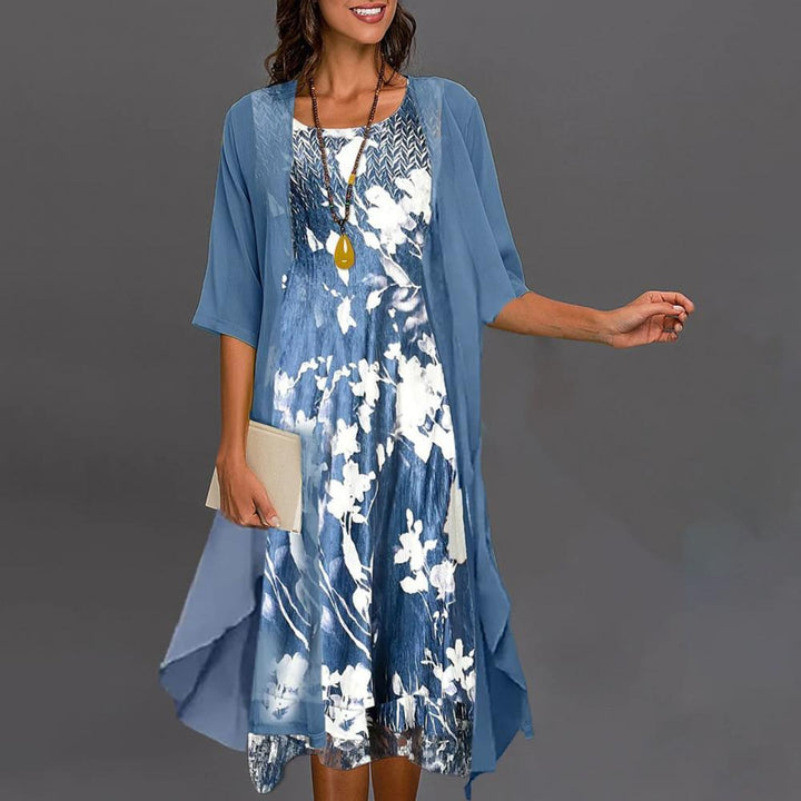 Summer Dress with Elastic Waist - Théa-Blue-S-Nora Luxe