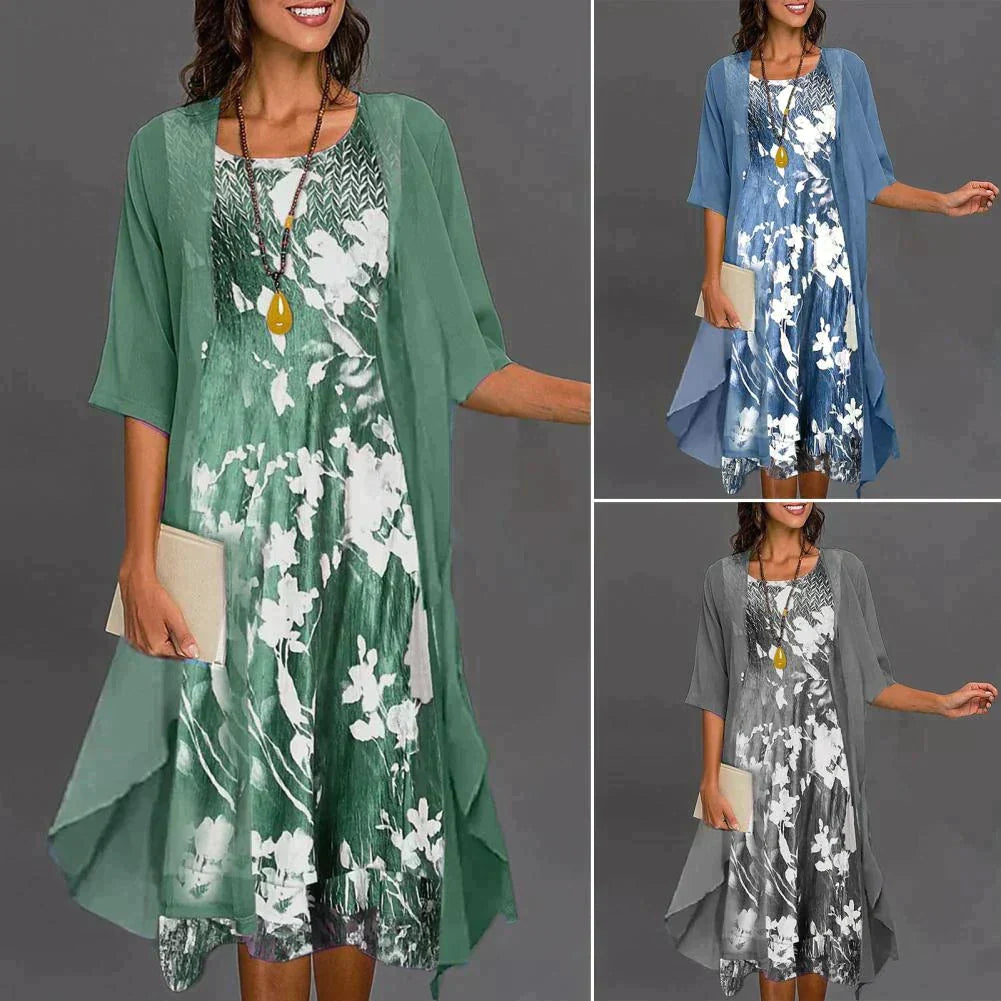 Summer Dress with Elastic Waist - Théa-Blue-S-Nora Luxe
