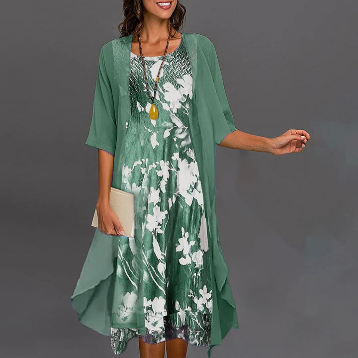 Summer Dress with Elastic Waist - Théa-Green-S-Nora Luxe