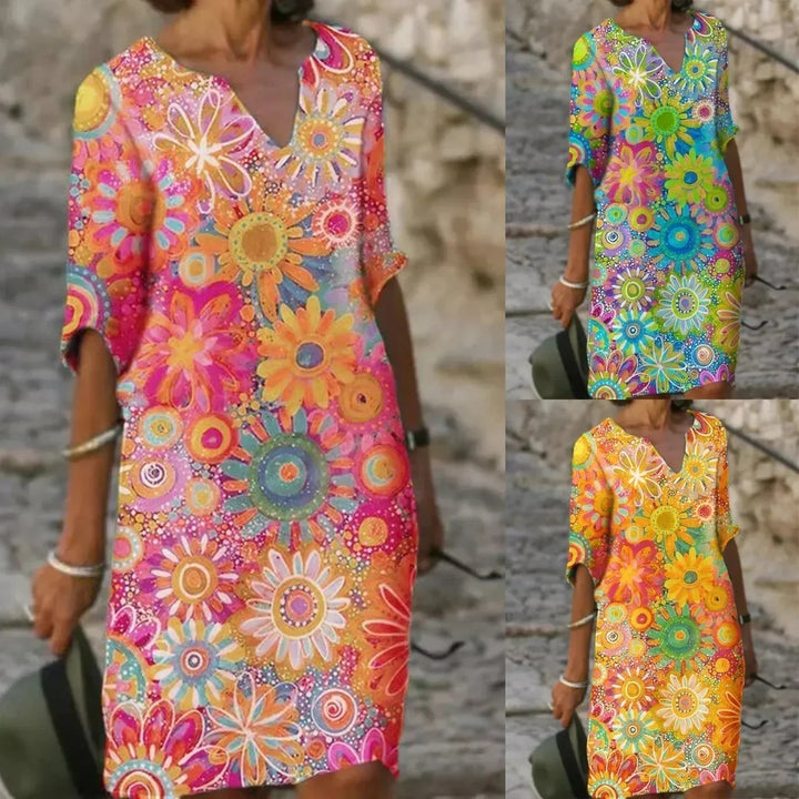 Summer dress with floral print - Marisol-Yellow-S-The Livary