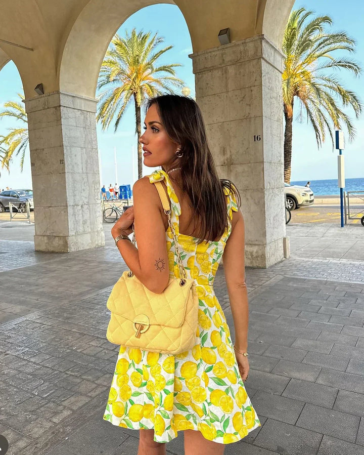 Summer dress with lemon print – Lianne-XS-State of Style