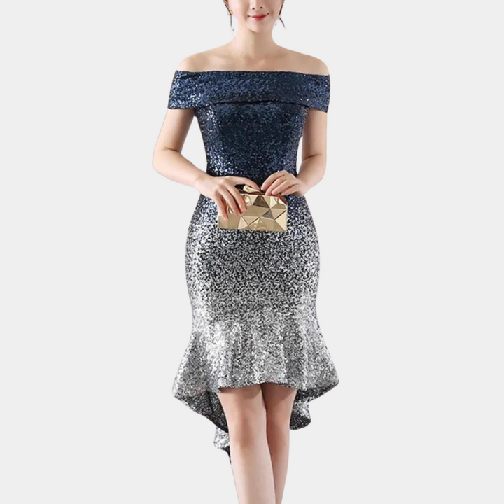 Summer Dress with Sequins – Celeste-Dark blue-S-State of Style