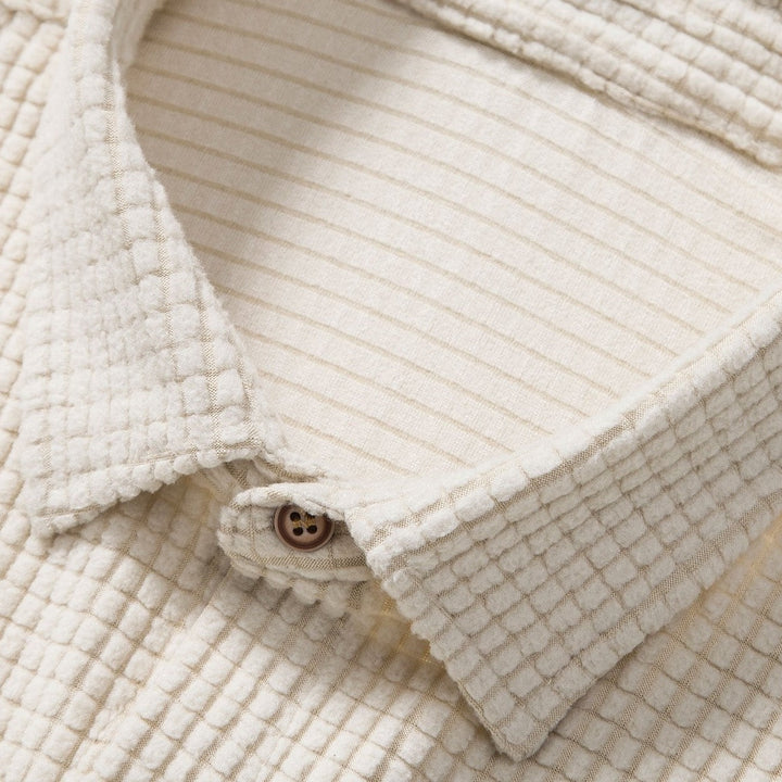 Summer Men's Lounge Set with Waffle Structure – Lenn-Beige-S-State of Style