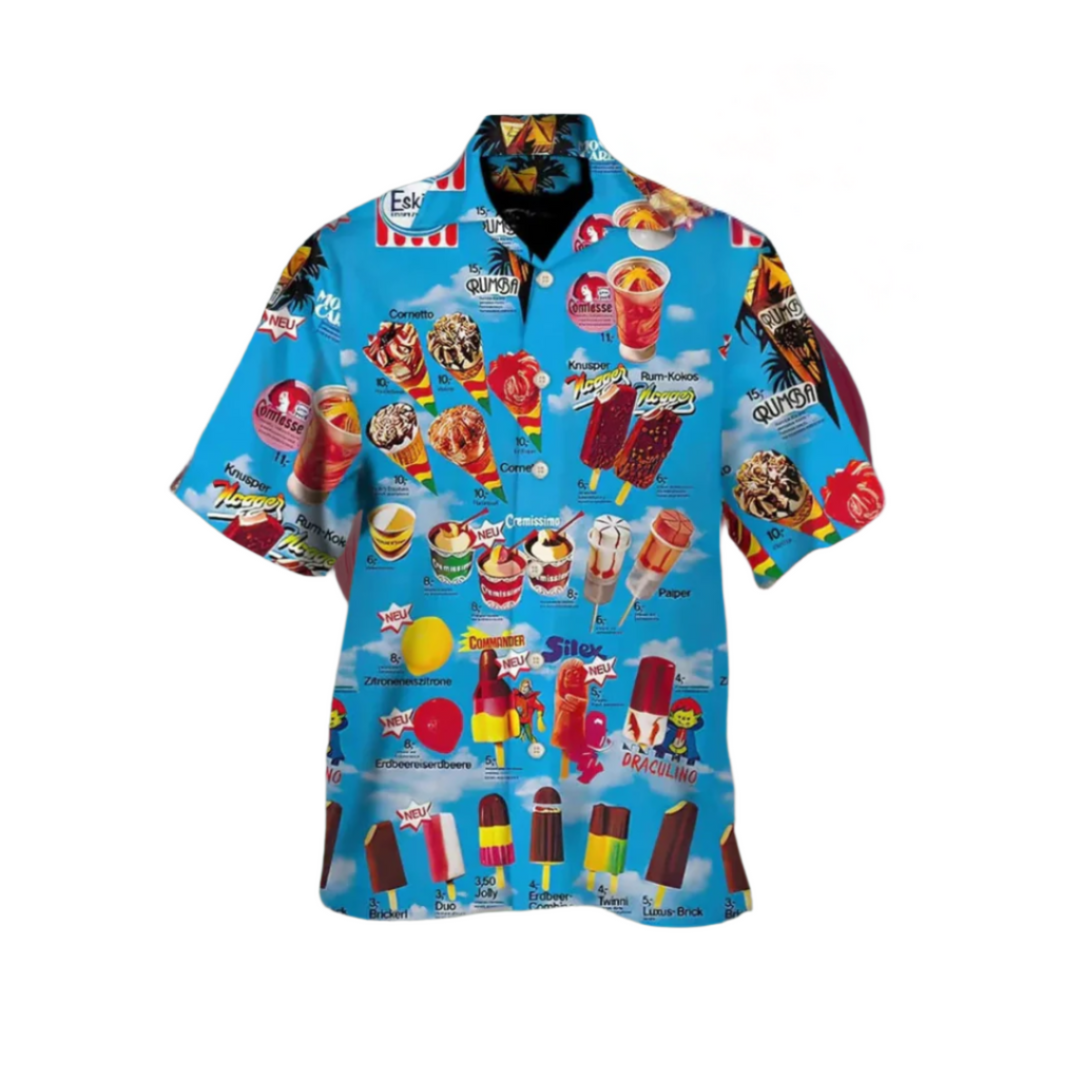 Summer Men's Shirt with Ice Cream Print – Luca-Blue-S-State of Style