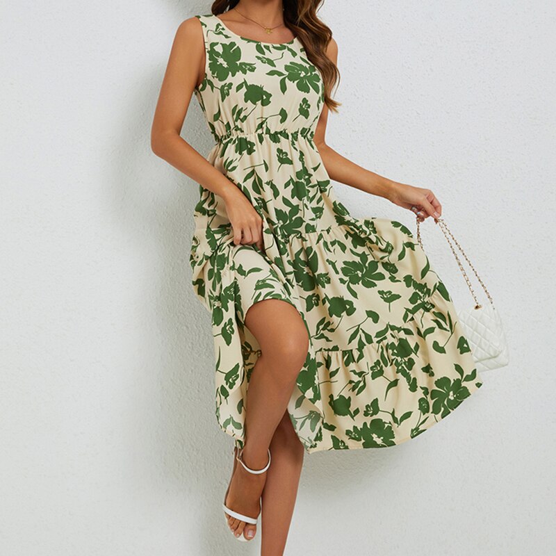 Summer Midi Dress with Floral Print – Fenna-XS-State of Style