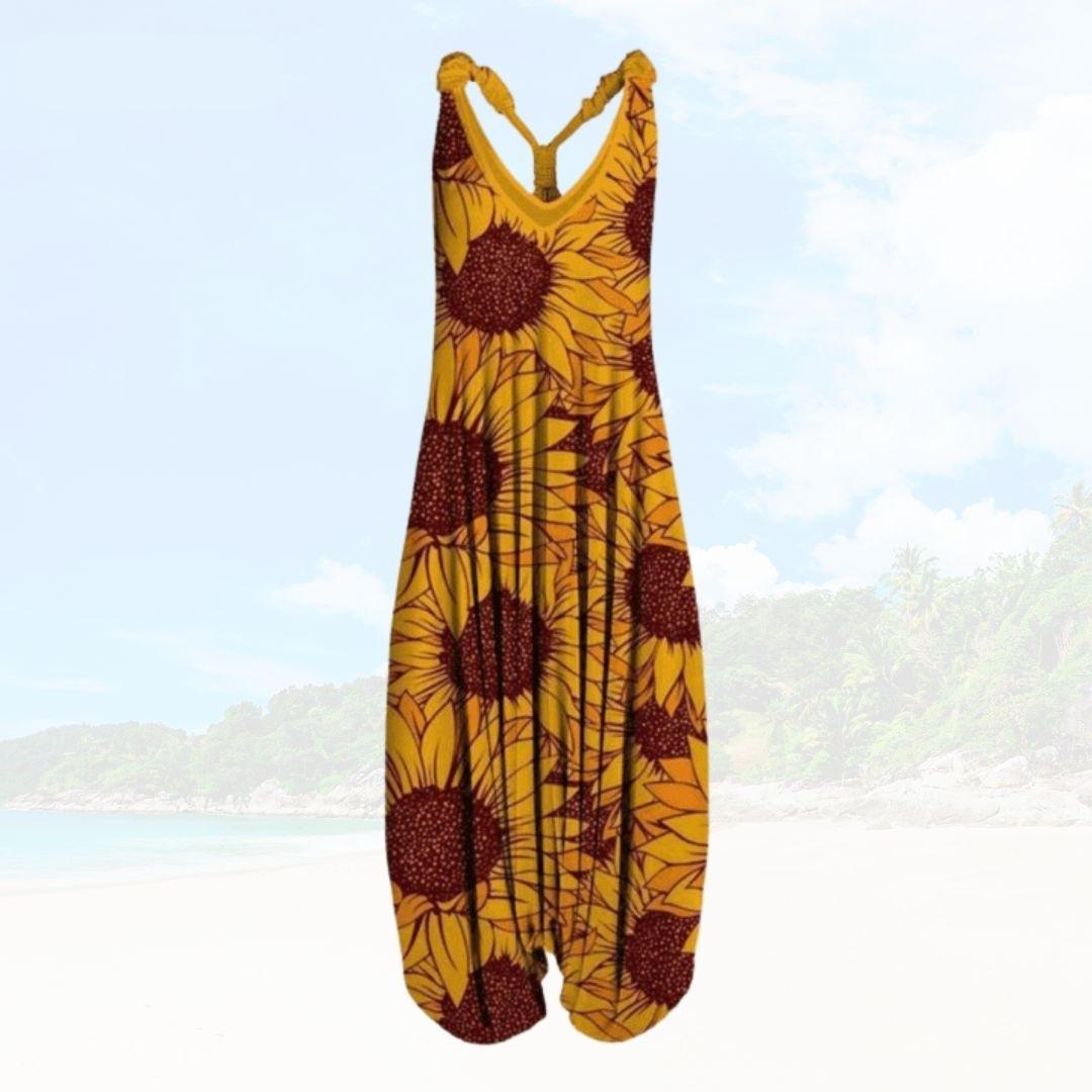 Summer Women's Jumpsuit with Loose Fit – Elenya-Yellow Sunflower-S-State of Style