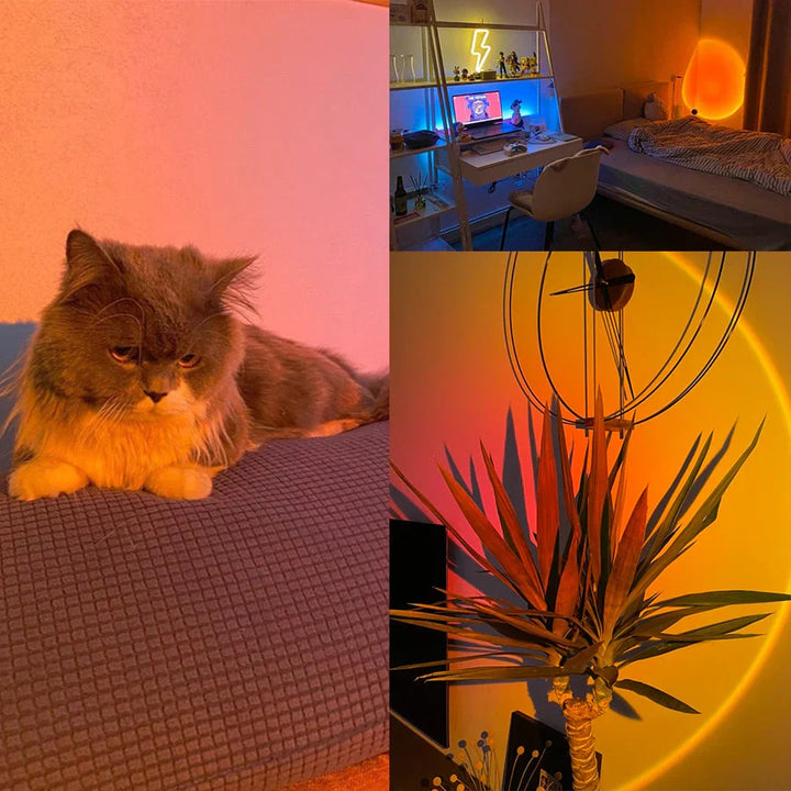 Sunset Lamp with 4 Colors - GlowSphere-Rainbow-Nora Luxe