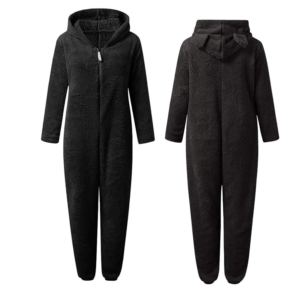 Super Soft Fleece Onesie with Bear Ears - BearHug-Pink-S-Nora Luxe