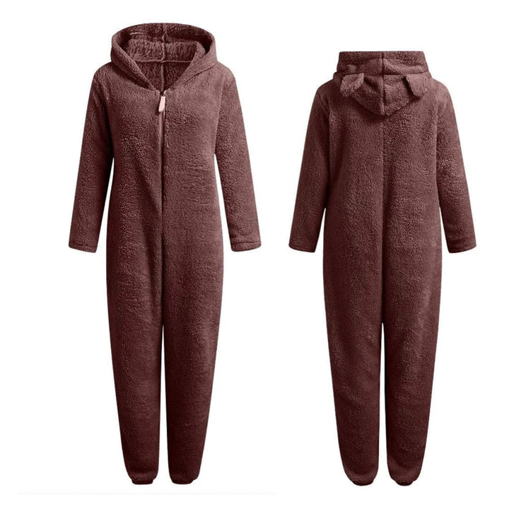 Super Soft Fleece Onesie with Bear Ears - BearHug-Pink-S-Nora Luxe