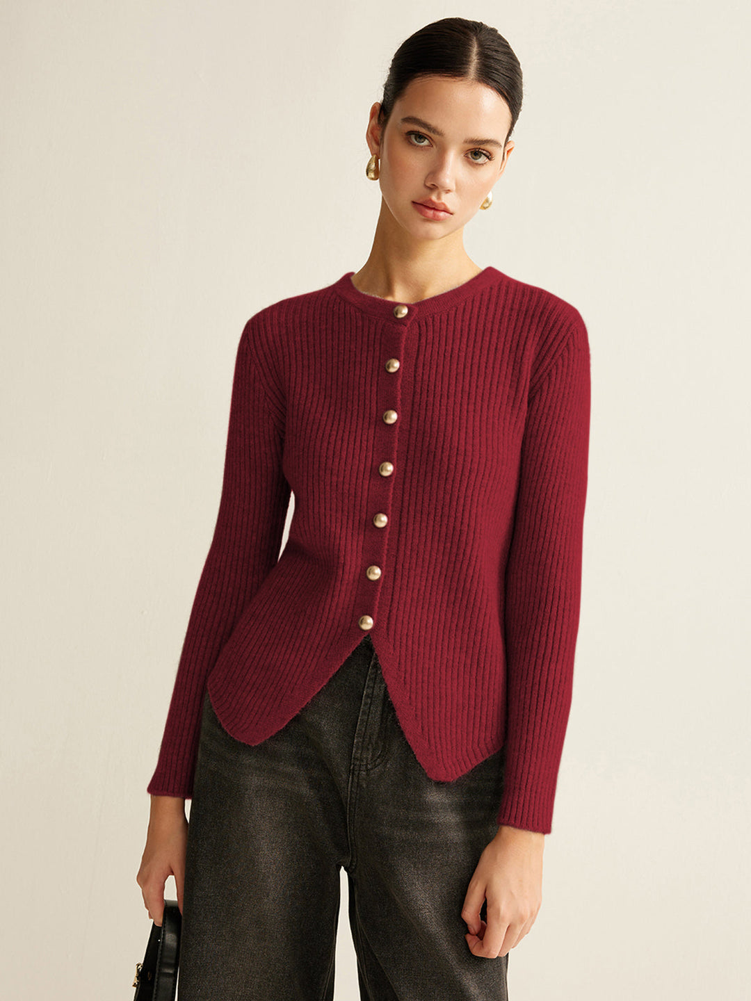 Sweater with Buttons for Women - Elise-Bordeaux-XS-Nora Luxe