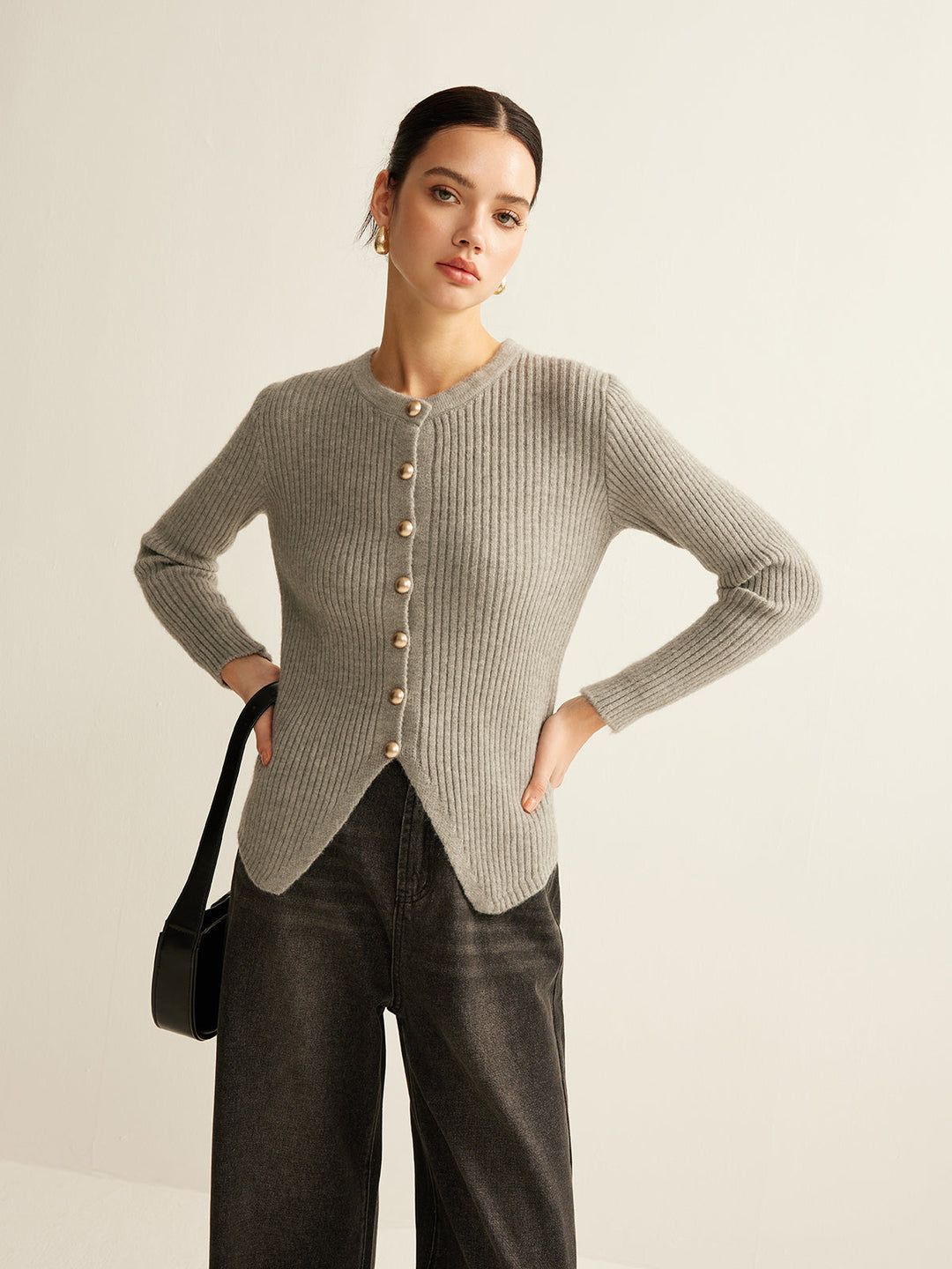 Sweater with Buttons for Women - Elise-Gray-XS-Nora Luxe