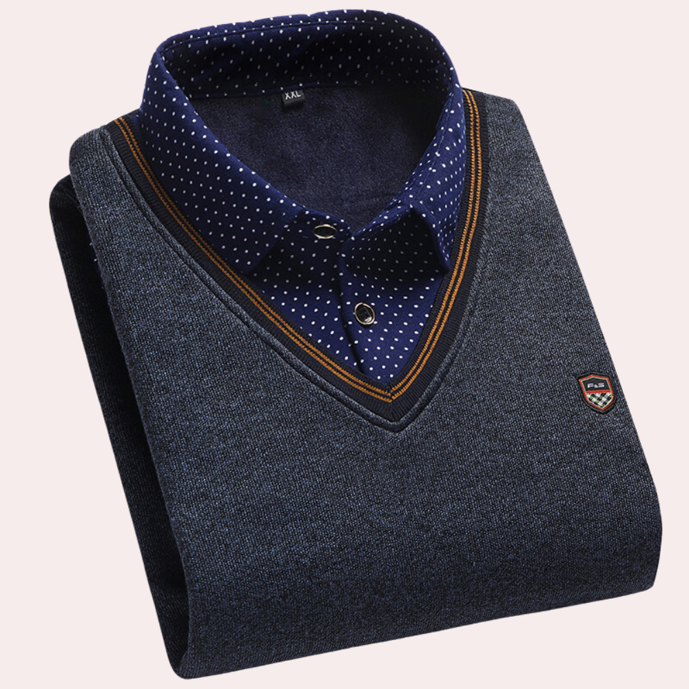 Sweater with Shirt Collar for Men - Victor-Dark gray-M-Nora Luxe
