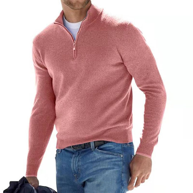 Sweater with V-neck for Men - David-Pink-S-Nora Luxe