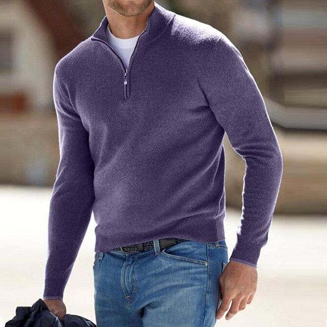 Sweater with V-neck for Men - David-Purple-S-Nora Luxe