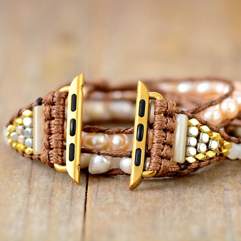 Sweetwater Pearl Apple Watch Wrap Band - Elvianne-50cm-Nora Luxe