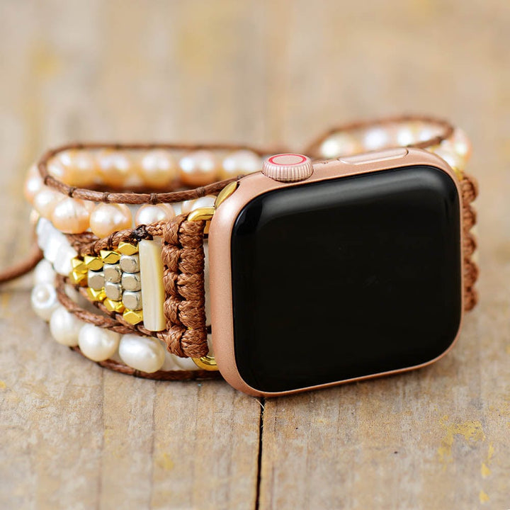 Sweetwater Pearl Apple Watch Wrap Band - Elvianne-50cm-Nora Luxe