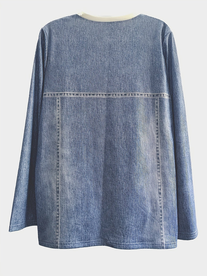 T-shirt with Cat Print and Trendy Colour Block Details - Celeste-S-Nora Luxe