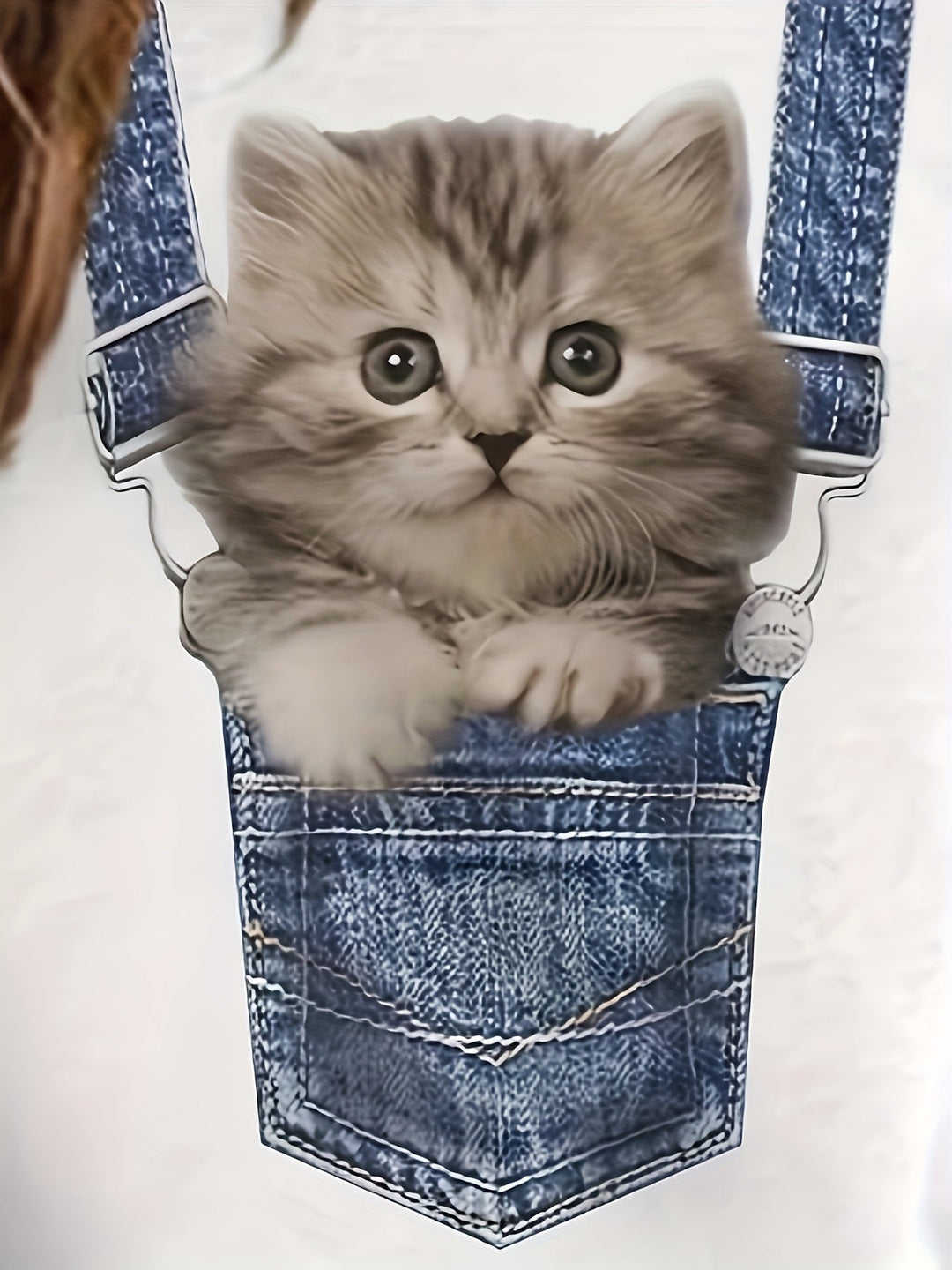 T-shirt with Cat Print and Trendy Colour Block Details - Celeste-S-Nora Luxe