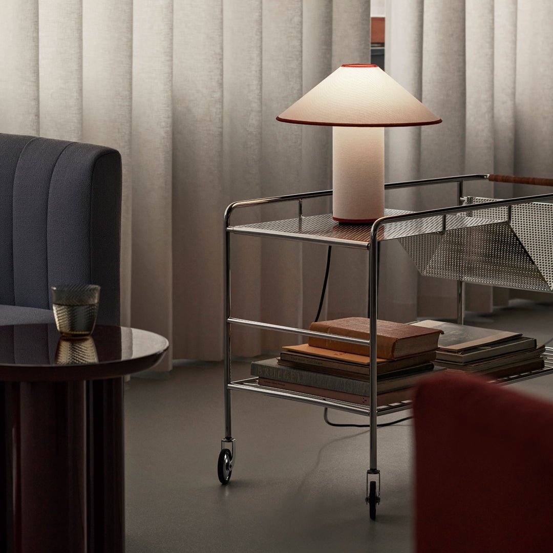Table lamp with fabric shade – Lunara-Red+White-The Livary