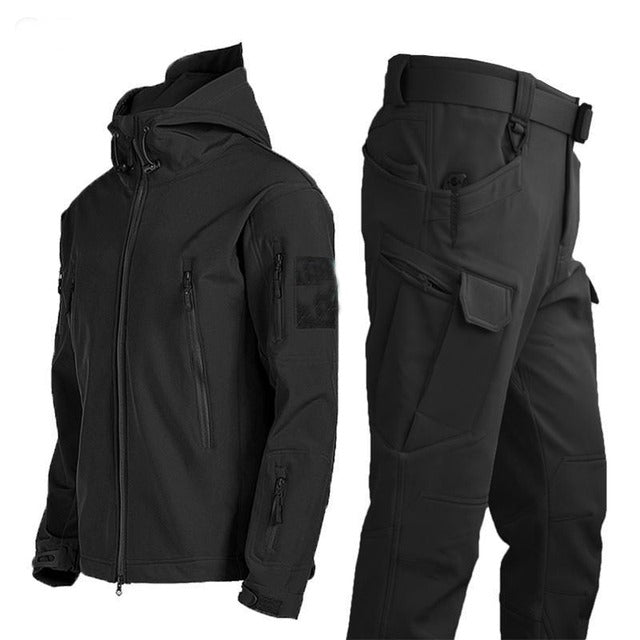 Tactical Men's Outdoor Clothing - ValorTrek-Black-Jacket + Trousers-S-Nora Luxe