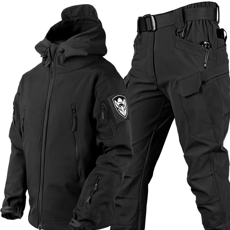 Tactical Wind and Waterproof Outdoor Set for Men - Logan-Black-S-Nora Luxe