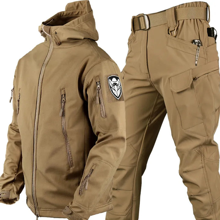 Tactical Wind and Waterproof Outdoor Set for Men - Logan-Khaki-S-Nora Luxe